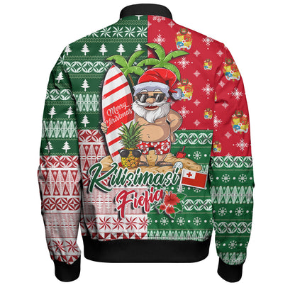 Tonga Bomber Jacket Kilisimasi Fiefia Tropical Xmas Patterns