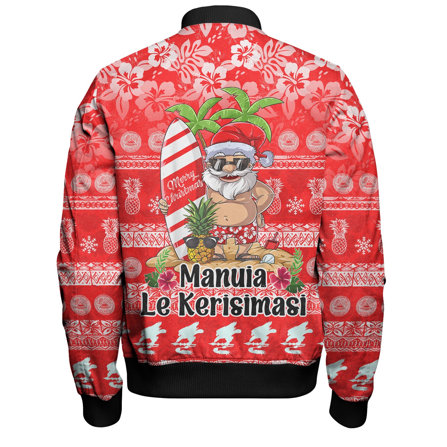 American Samoa Bomber Jacket Manuia Le Kerisimasi Tropical Xmas Patterns
