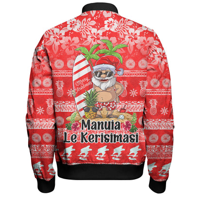 American Samoa Bomber Jacket Manuia Le Kerisimasi Tropical Xmas Patterns
