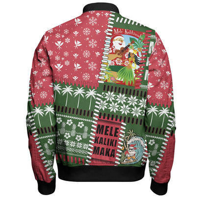 Hawaii Bomber Jacket Santa Surfing Mele Kalikimaka Kanaka Maoli