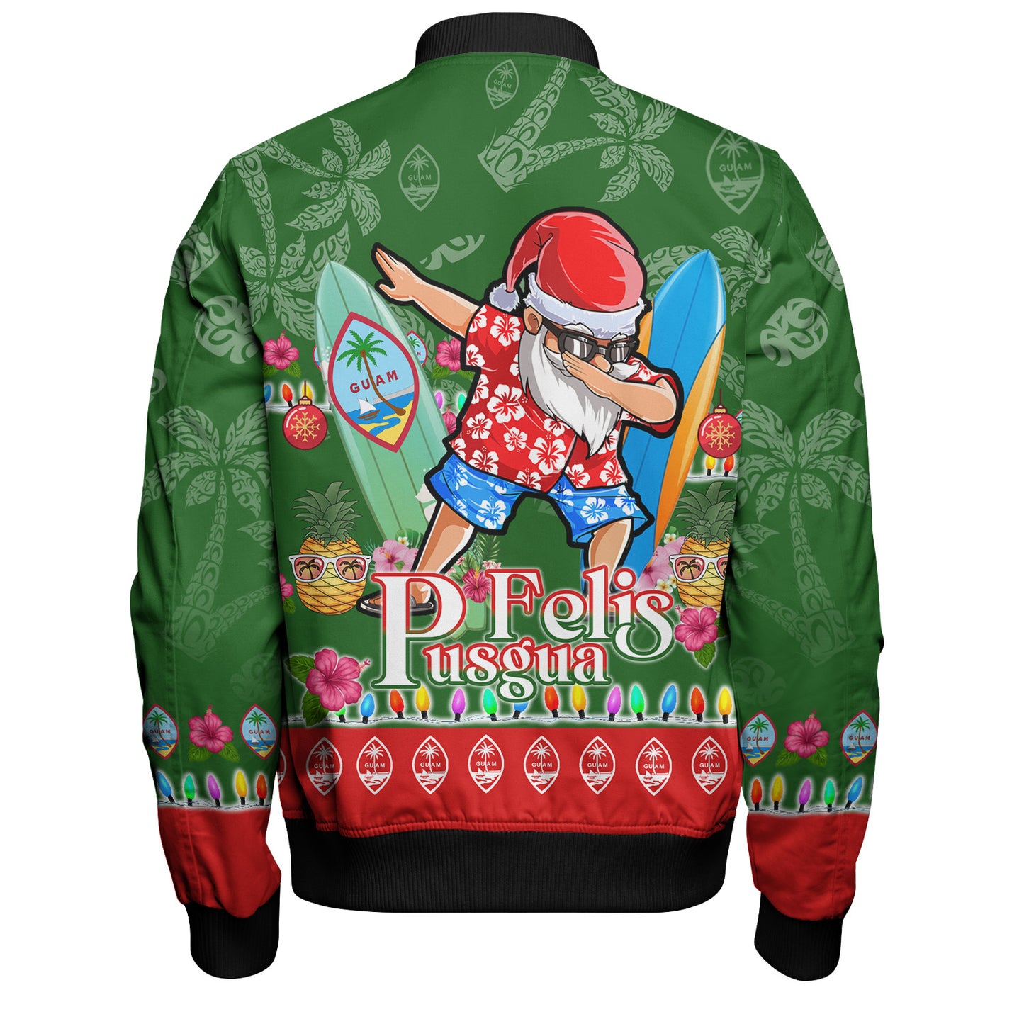 Guam Bomber Jacket Felis Pusgua Tropical Xmas Patterns