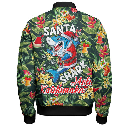 Hawaii Bomber Jacket Mele Kalikimaka Santa Shark Tropical Style