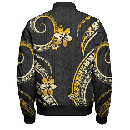 Hawaii Bomber Jacket Polynesian Pattern Plumeria
