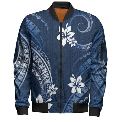 Hawaii Bomber Jacket Polynesian Pattern Plumeria