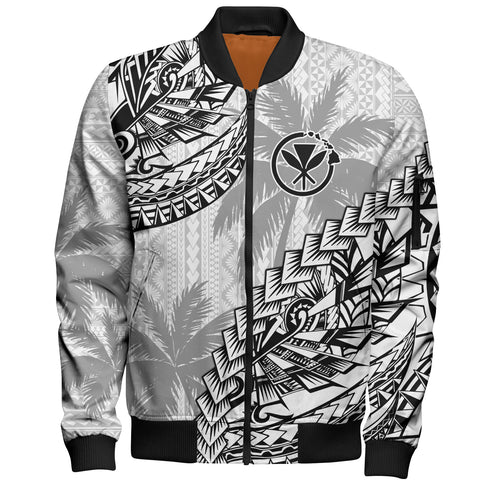 Hawaii Bomber Jacket Custom Personalised Polynesian Pattern Palm Tree