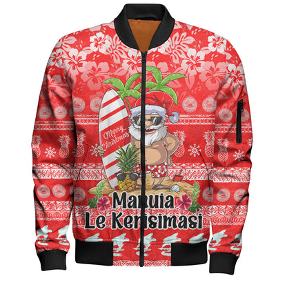 American Samoa Bomber Jacket Manuia Le Kerisimasi Tropical Xmas Patterns