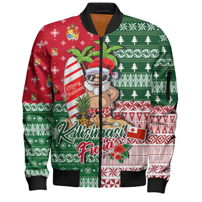 Tonga Bomber Jacket Kilisimasi Fiefia Tropical Xmas Patterns