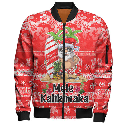 Hawaii Bomber Jacket Mele Kalikimaka Merry Christmas Tree Pineapple Tropical