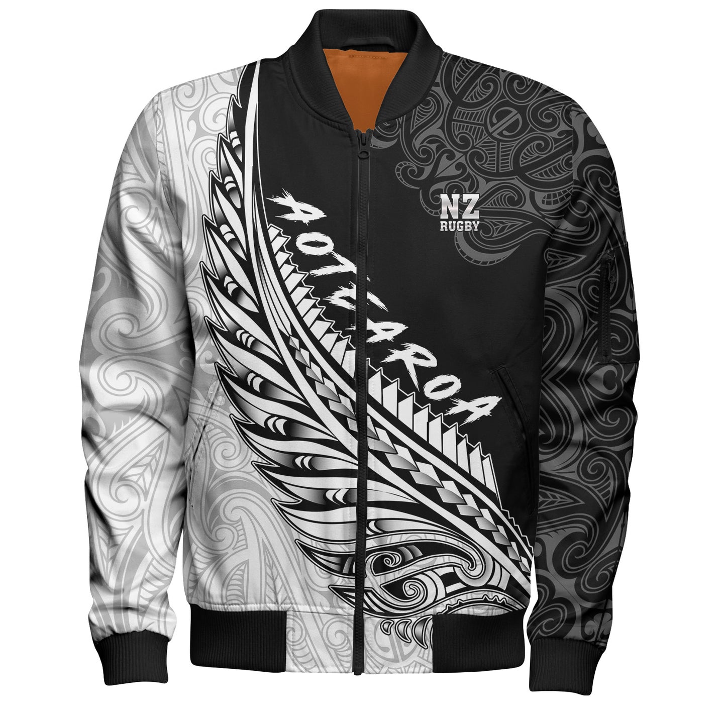 New Zealand Bomber Jacket Maori Silver Fern Rugby Vibe