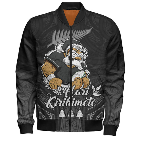 New Zealand Bomber Jacket Hari Kirihimete Rugby Santa Style