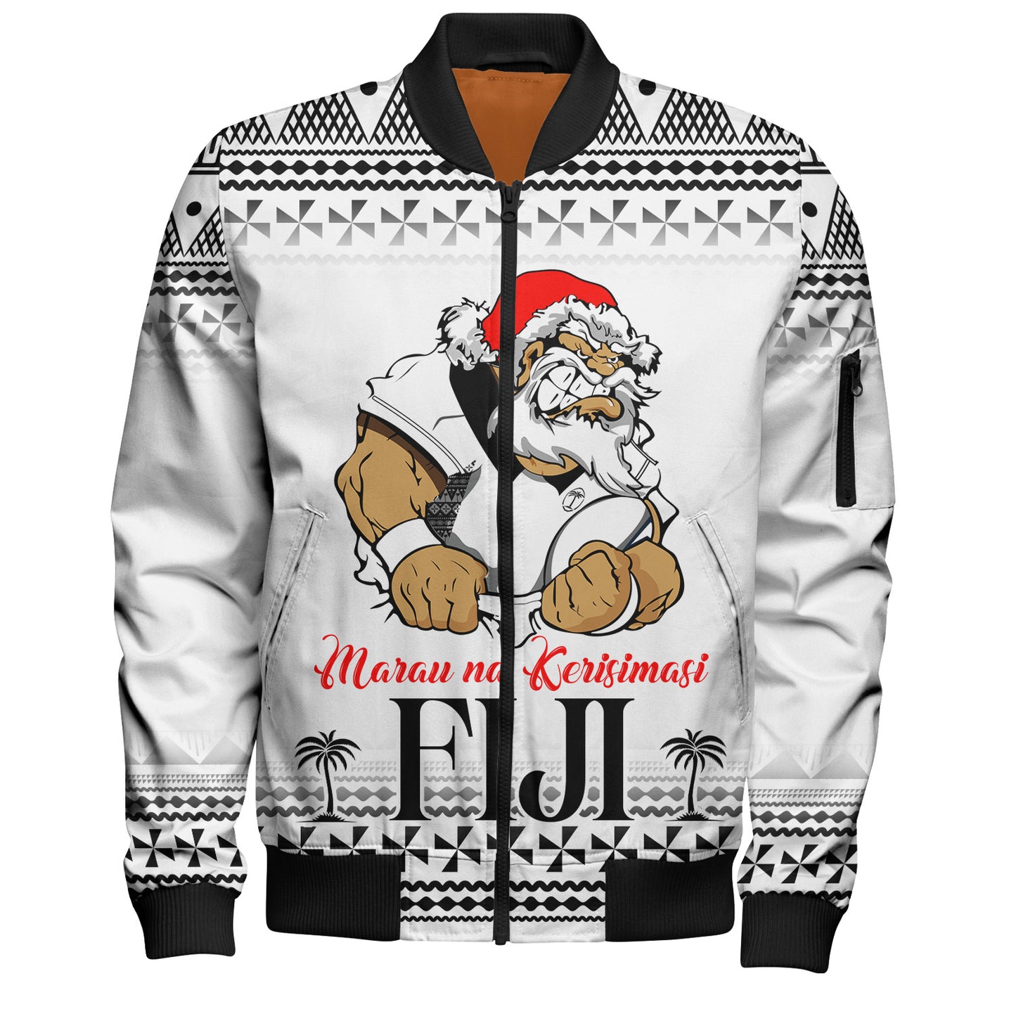 Fiji Bomber Jacket Marau na Kerisimasi Rugby Santa Style