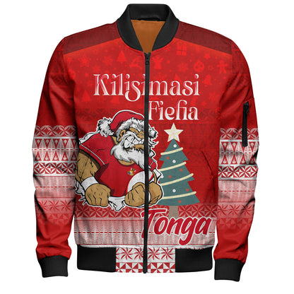 Tonga Bomber Jacket Kilisimasi Fiefia Rugby Santa Style