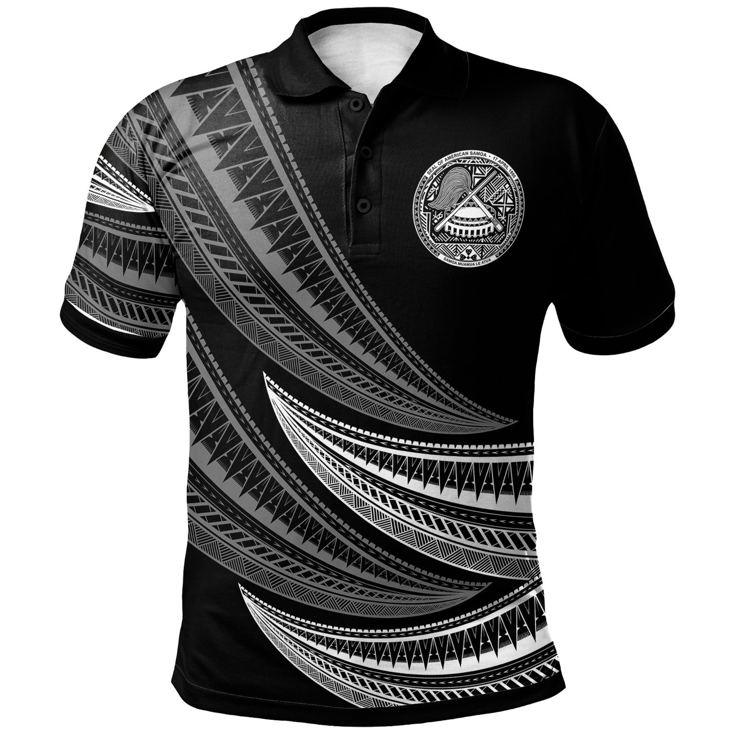 American Samoa Custom Personalised Polo Shirt -  Wave Pattern Alternating