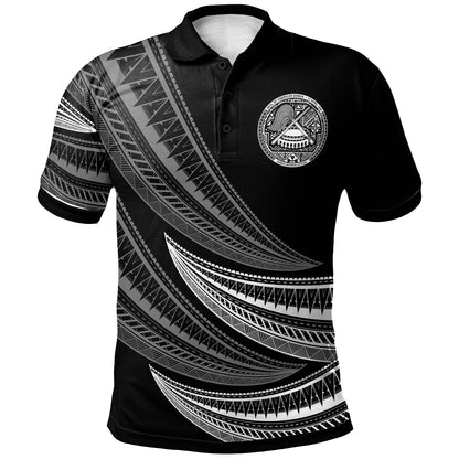 American Samoa Custom Personalised Polo Shirt -  Wave Pattern Alternating