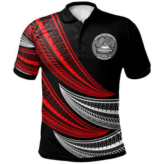 American Samoa Custom Personalised Polo Shirt -  Wave Pattern Alternating
