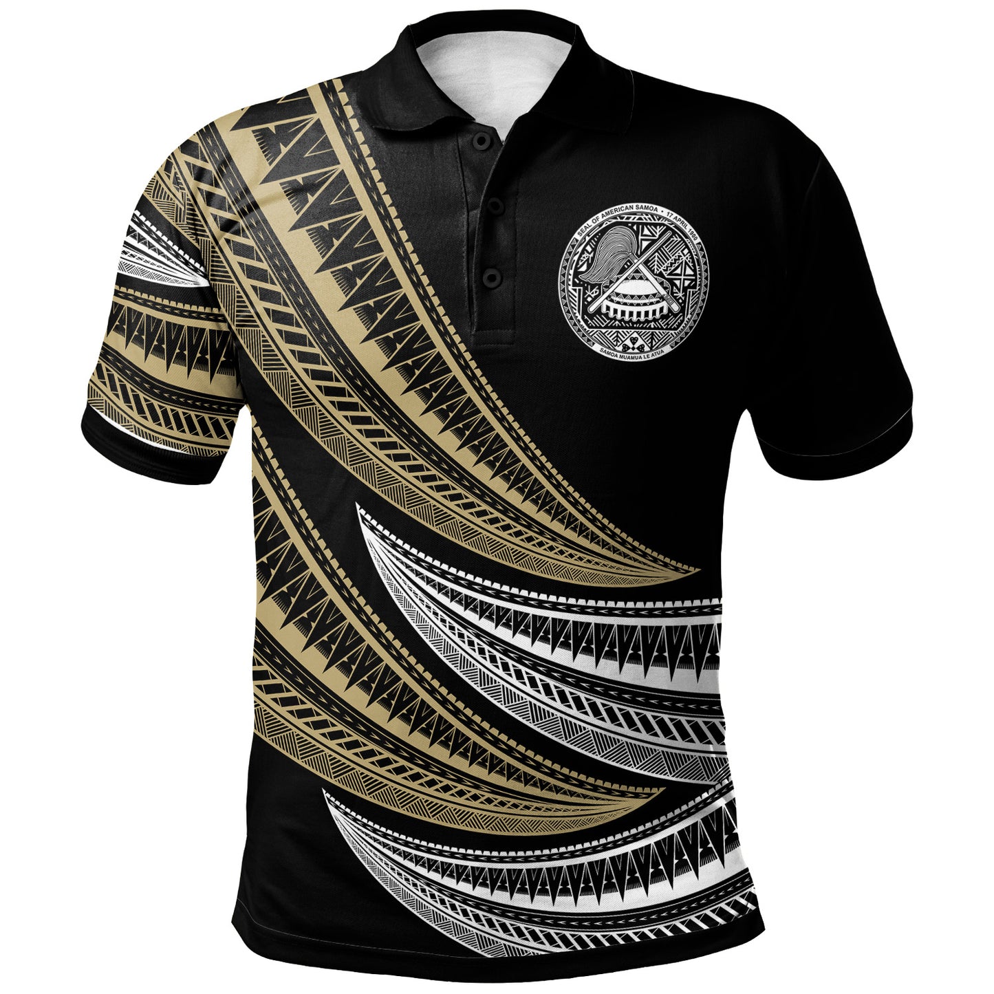 American Samoa Custom Personalised Polo Shirt -  Wave Pattern Alternating