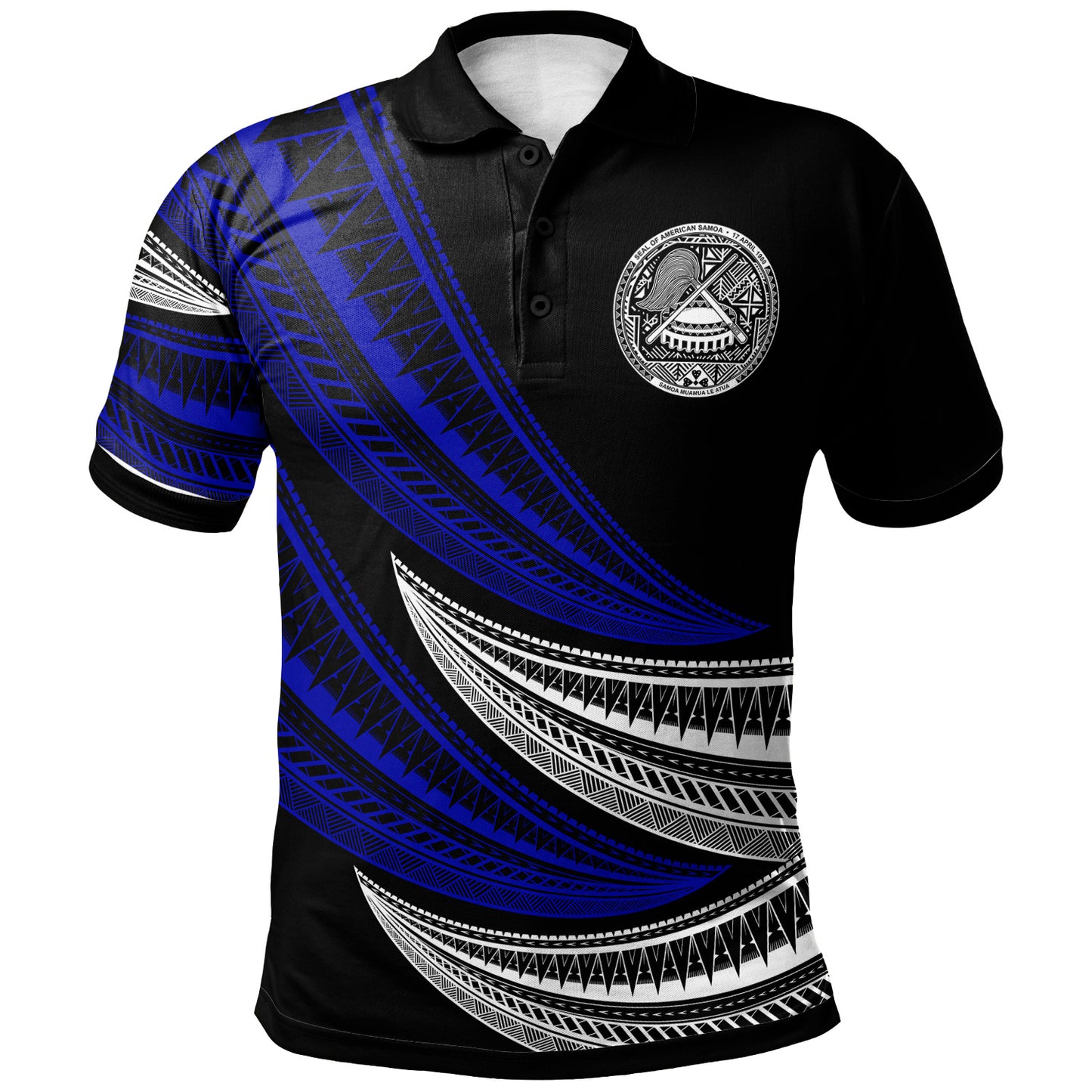 American Samoa Custom Personalised Polo Shirt -  Wave Pattern Alternating