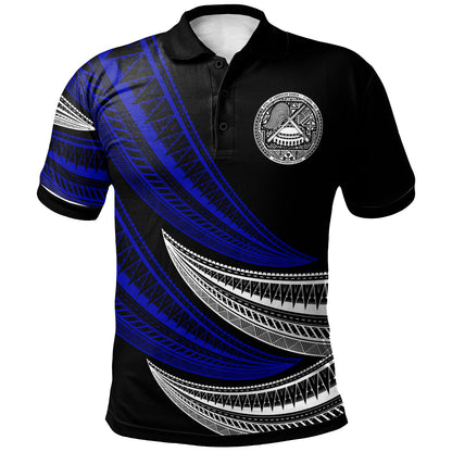 American Samoa Custom Personalised Polo Shirt -  Wave Pattern Alternating