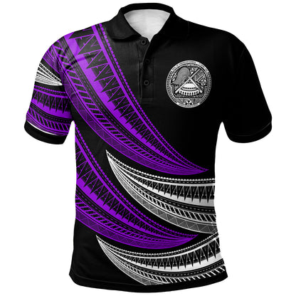 American Samoa Custom Personalised Polo Shirt -  Wave Pattern Alternating
