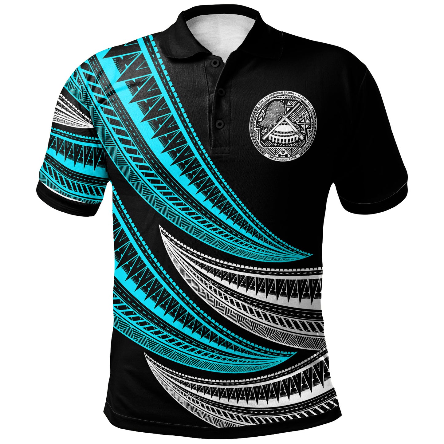 American Samoa Custom Personalised Polo Shirt -  Wave Pattern Alternating
