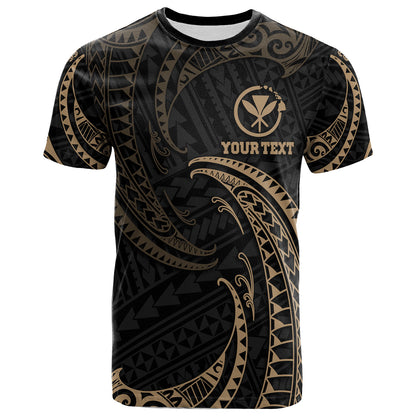 Hawaii Polynesian Custom Personalised T-Shirt - Gold Tribal Wave