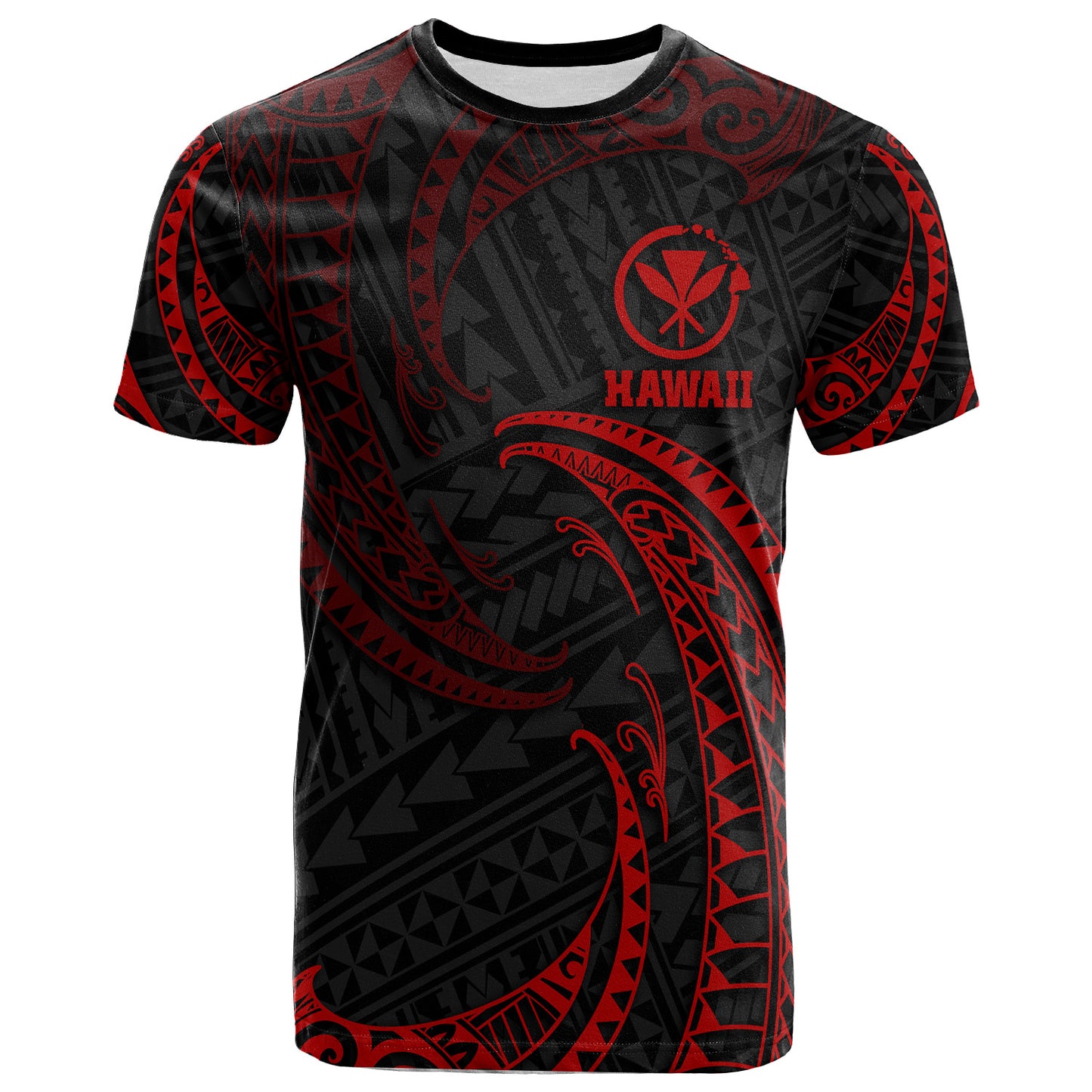 Hawaii Polynesian T-Shirt - Gold Tribal Wave