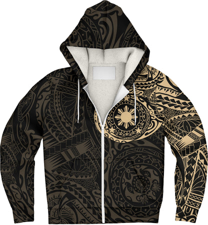 Philippines Filipinos Polynesian Tattoo Style Sherpa Hoodie