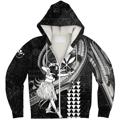 Hawaii Sherpa Hoodie Kanaka Maoli Hula Girls Polynesian Traditional Tattoo