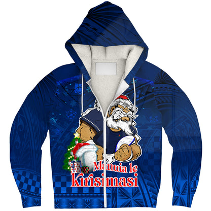 Samoa Sherpa Hoodie Manuia Le Kirisimasi Rugby Santa Style