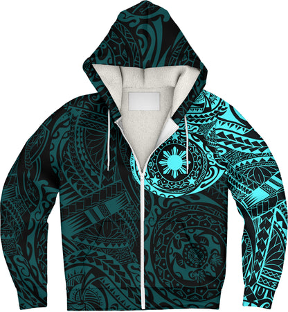 Philippines Filipinos Polynesian Tattoo Style Sherpa Hoodie