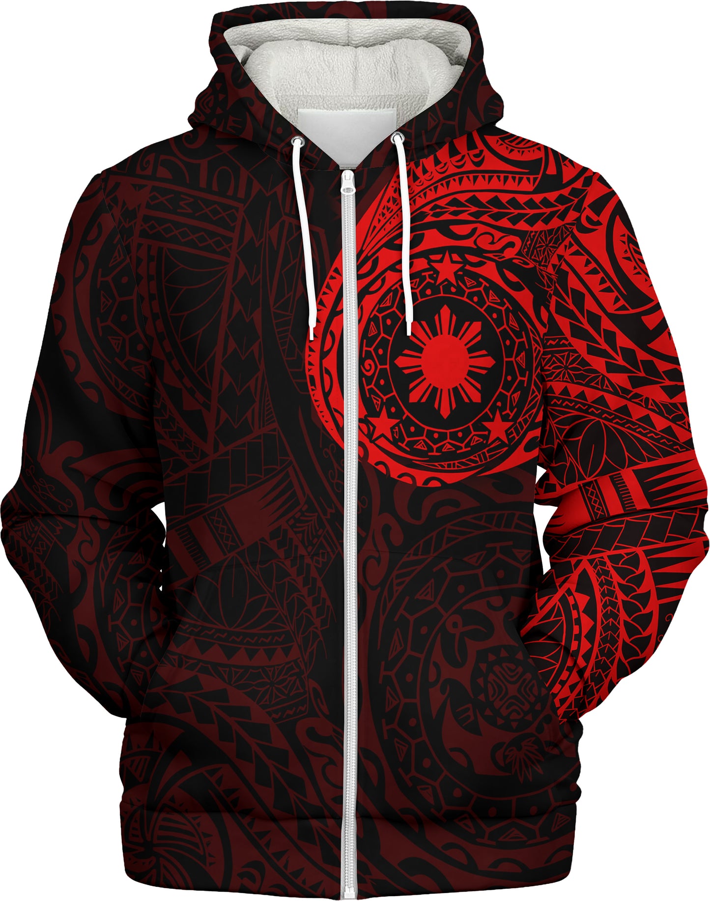 Philippines Filipinos Polynesian Tattoo Style Sherpa Hoodie