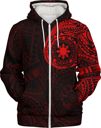 Philippines Filipinos Polynesian Tattoo Style Sherpa Hoodie