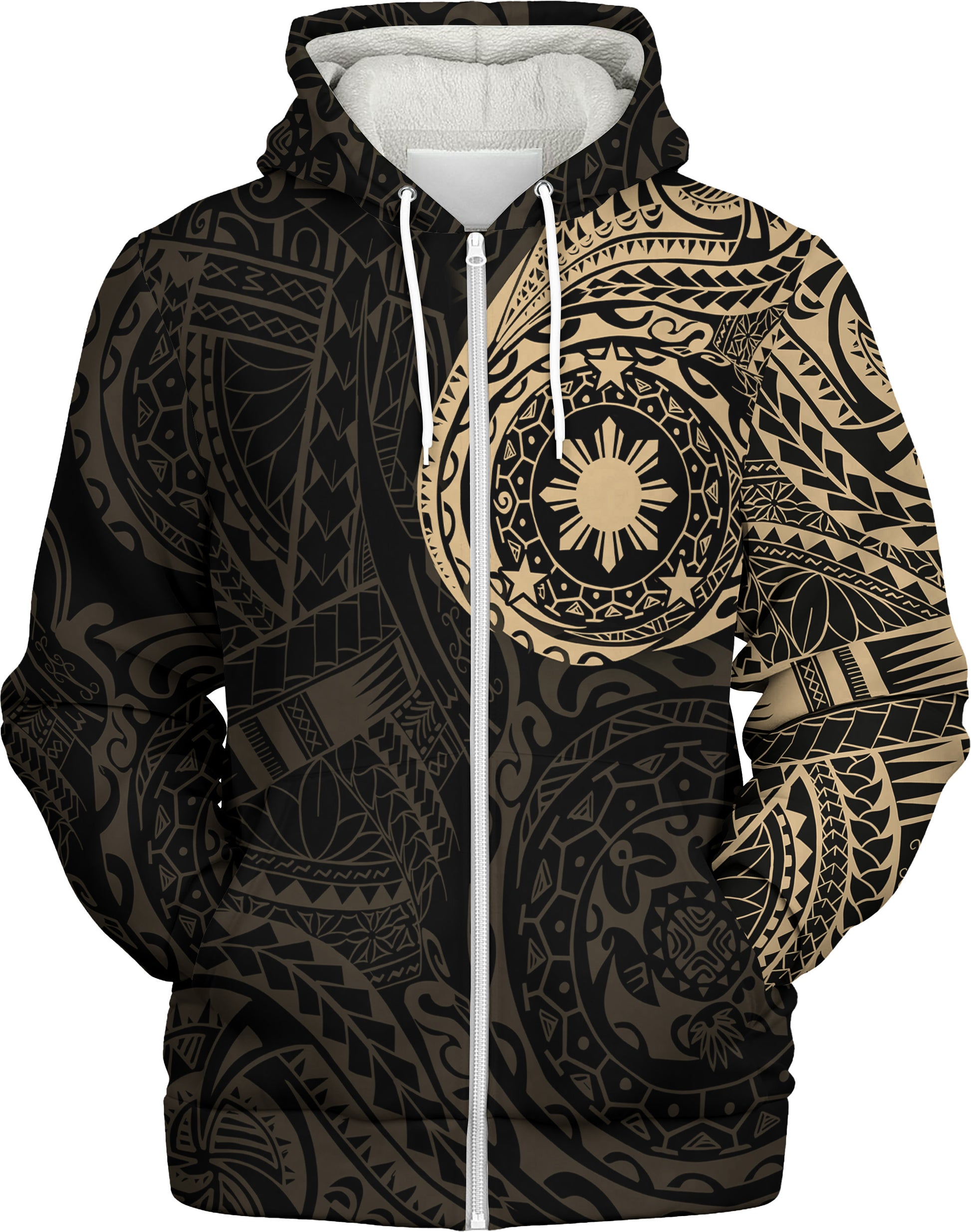 Philippines Filipinos Polynesian Tattoo Style Sherpa Hoodie