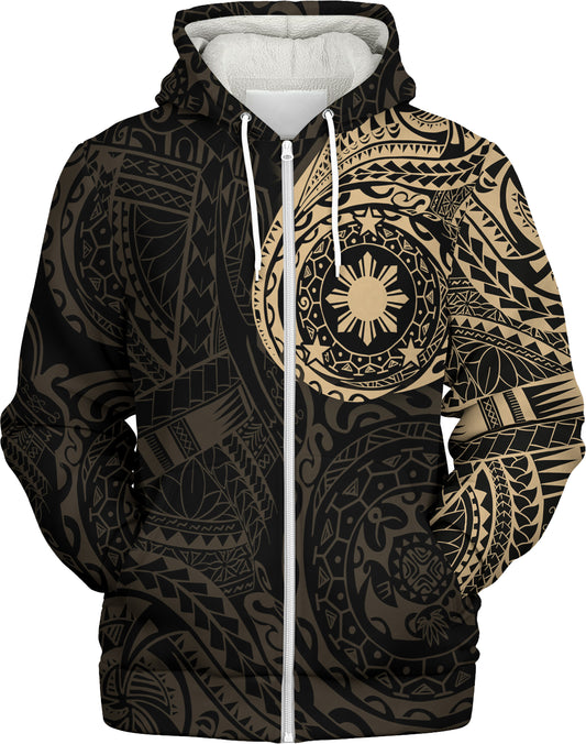 Philippines Filipinos Polynesian Tattoo Style Sherpa Hoodie