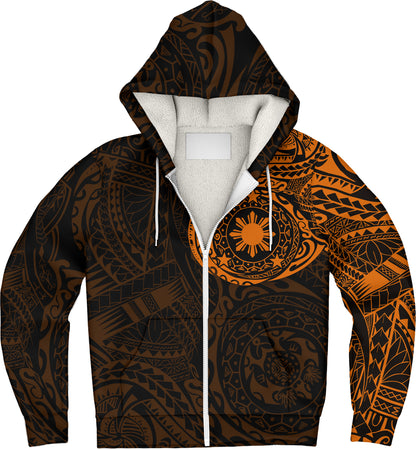Philippines Filipinos Polynesian Tattoo Style Sherpa Hoodie