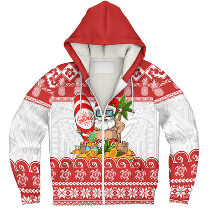 Hawaii Sherpa Hoodie Santa Surfing Merry Christmas Kanaka Maoli
