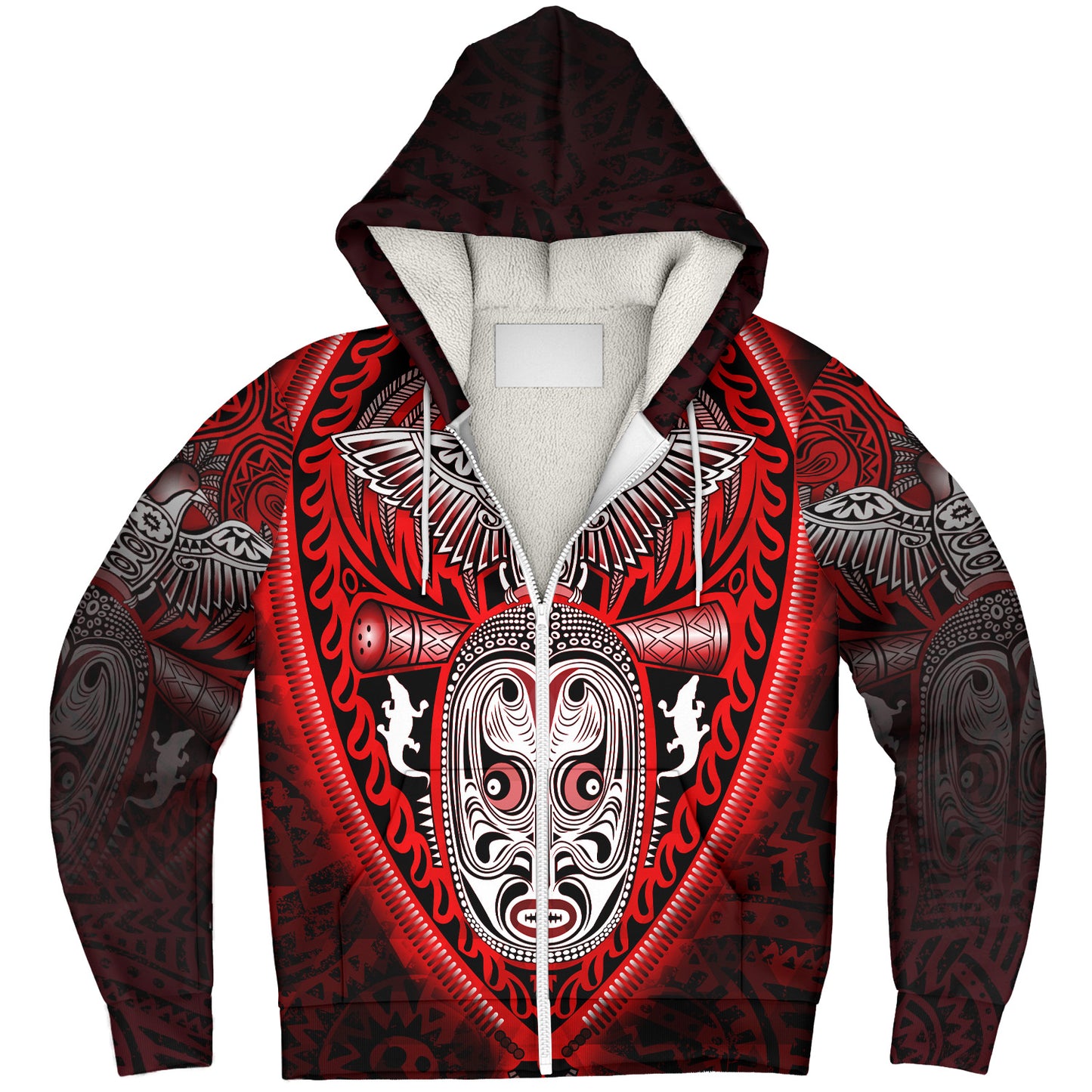 Papua New Guinea Sherpa Hoodie Bird Of Paradise Papua New Guinea Tribal Tattoo Patterns