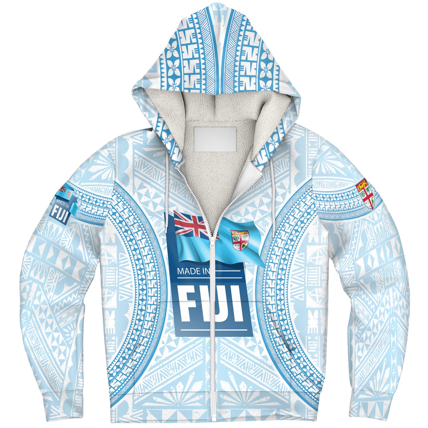 Fiji Sherpa Hoodie Fijian Tapa Style