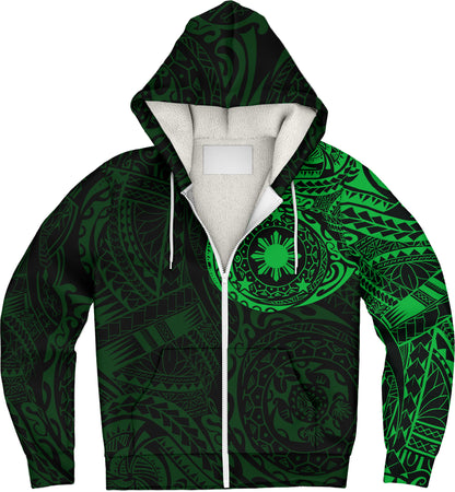 Philippines Filipinos Polynesian Tattoo Style Sherpa Hoodie