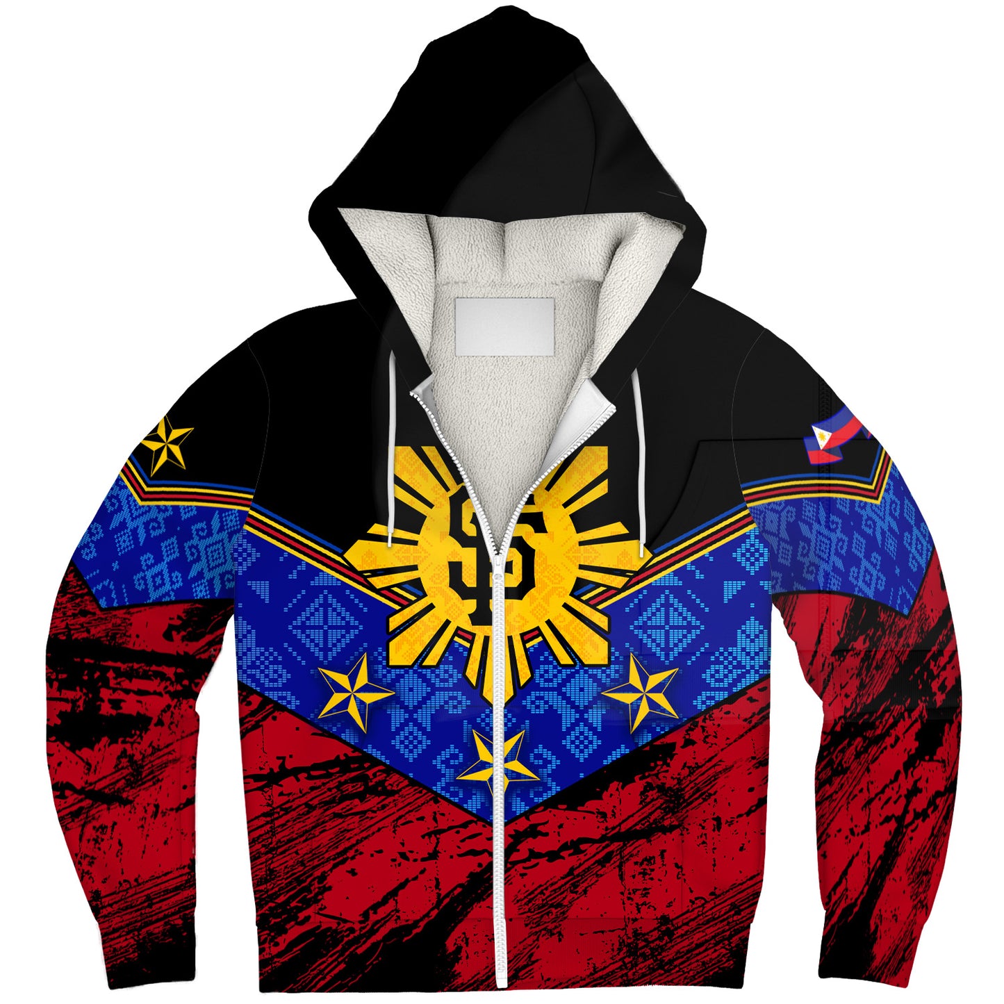 Philippines Filipinos Sherpa Hoodie San Francisco Filipino Grunge Brush Stroke Style