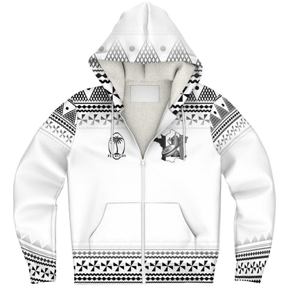 Fiji Sherpa Hoodie Rugby Ball Tapa Patterns