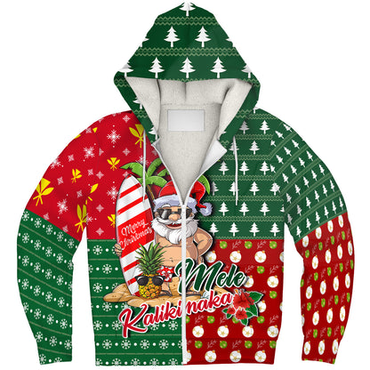 Hawaii Sherpa Hoodie Mele Kalikimaka Hawaii Christmas Patterns