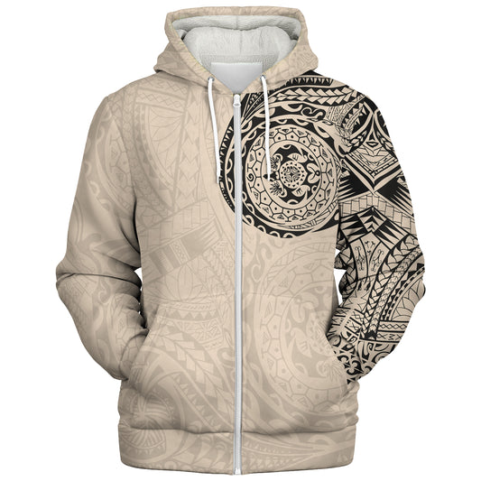 Polynesian Sherpa Hoodie Polynesian Tattoo Style Version 2.0 Nude