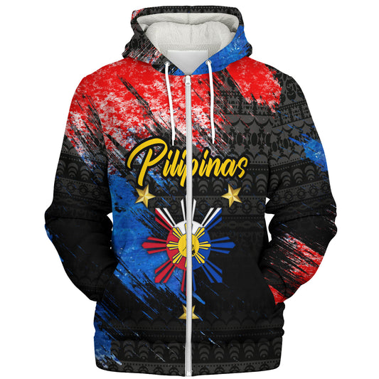 Philippines Filipinos Sherpa Hoodie Pilipinas Sun Grunge Style