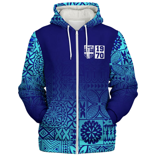 Fiji Sherpa Hoodie Fiji Independence 1970 Tapa Style