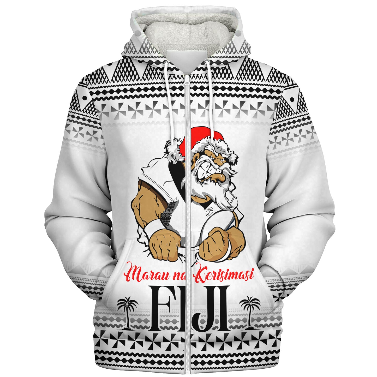 Fiji Sherpa Hoodie Marau na Kerisimasi Rugby Santa Style