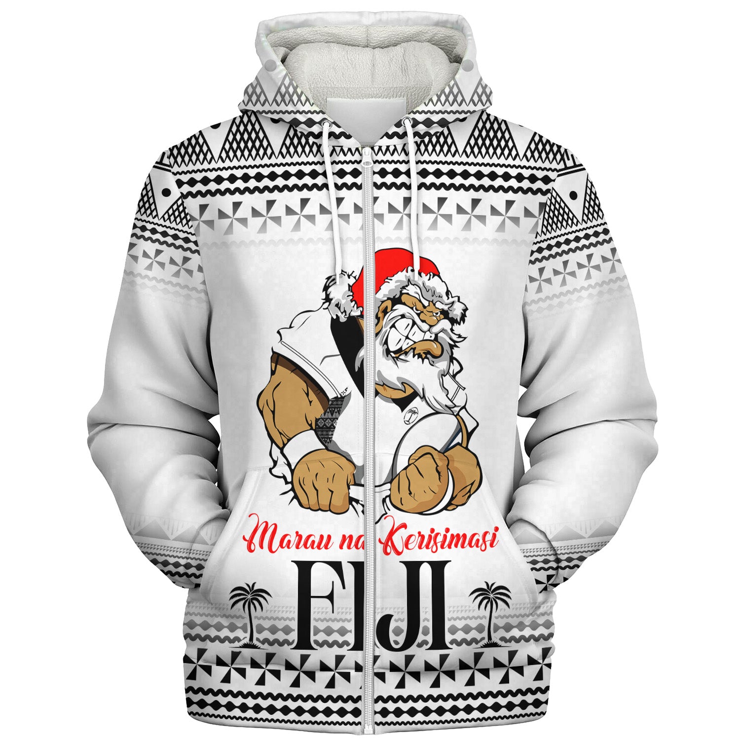 Fiji Sherpa Hoodie Marau na Kerisimasi Rugby Santa Style