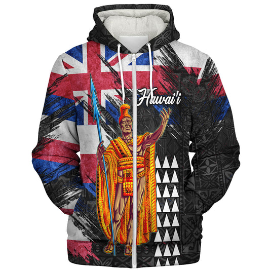 Hawaii Sherpa Hoodie  Hawaii King Grunge Style Color Flag Style