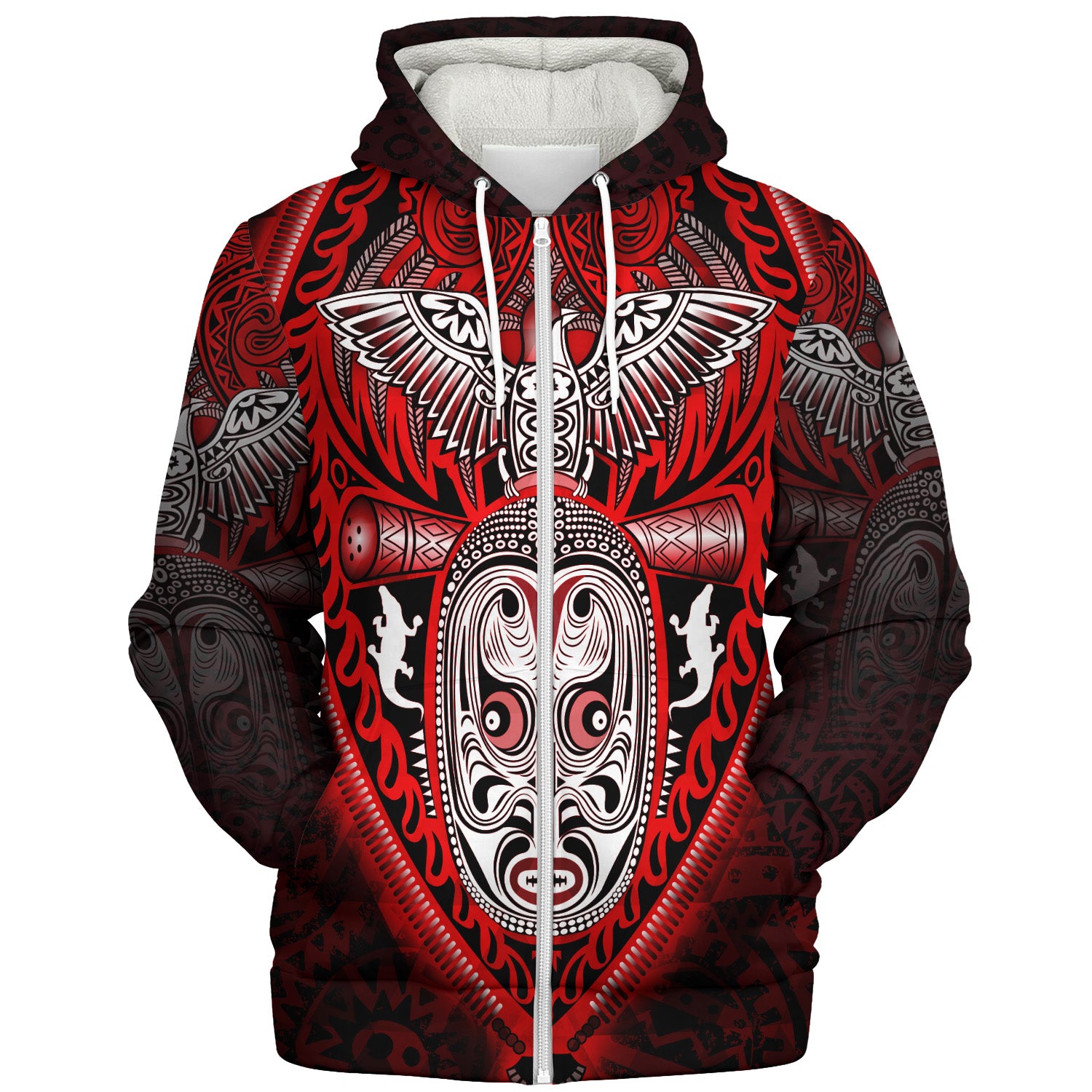 Papua New Guinea Sherpa Hoodie Bird Of Paradise Papua New Guinea Tribal Tattoo Patterns