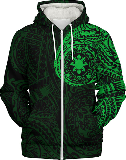 Philippines Filipinos Polynesian Tattoo Style Sherpa Hoodie